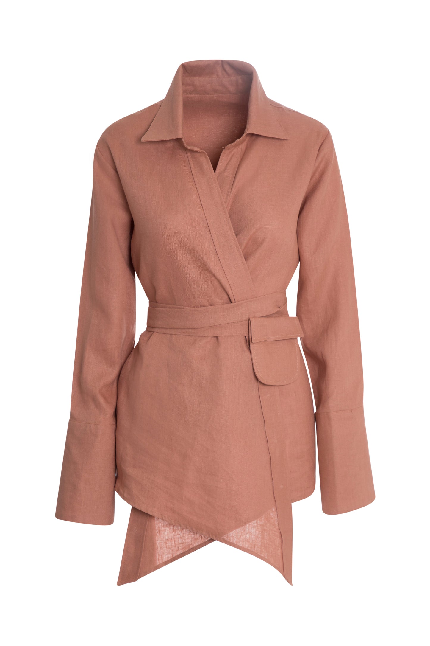 Rose Linen Ava Wrap Top