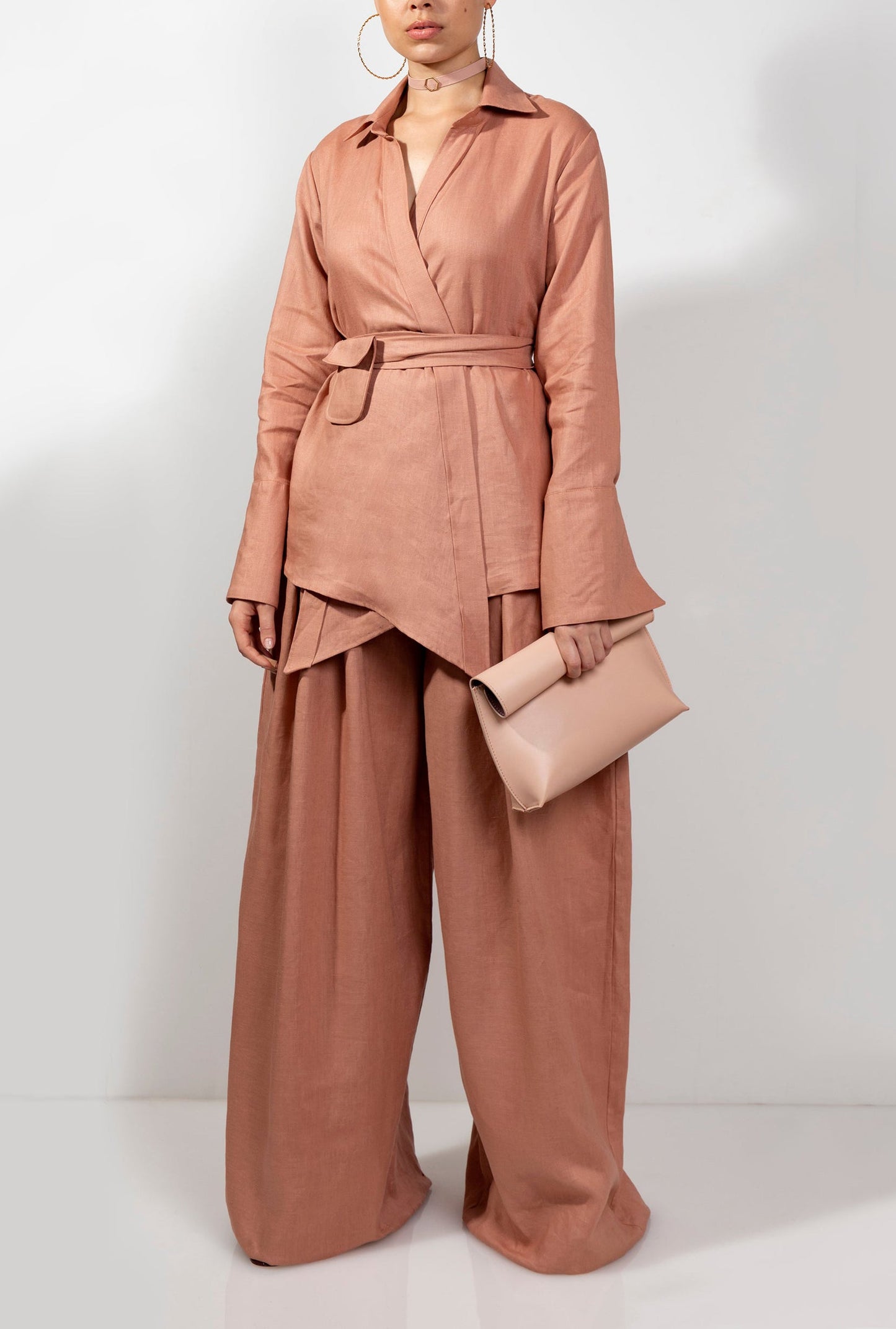 Rose Linen Ava Wrap Top