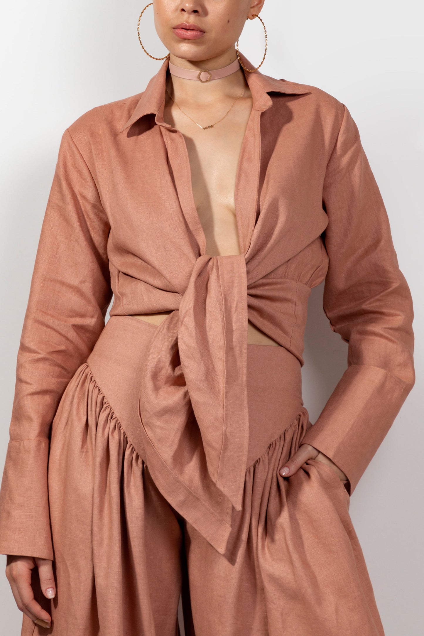 Rose Linen Ava Wrap Top