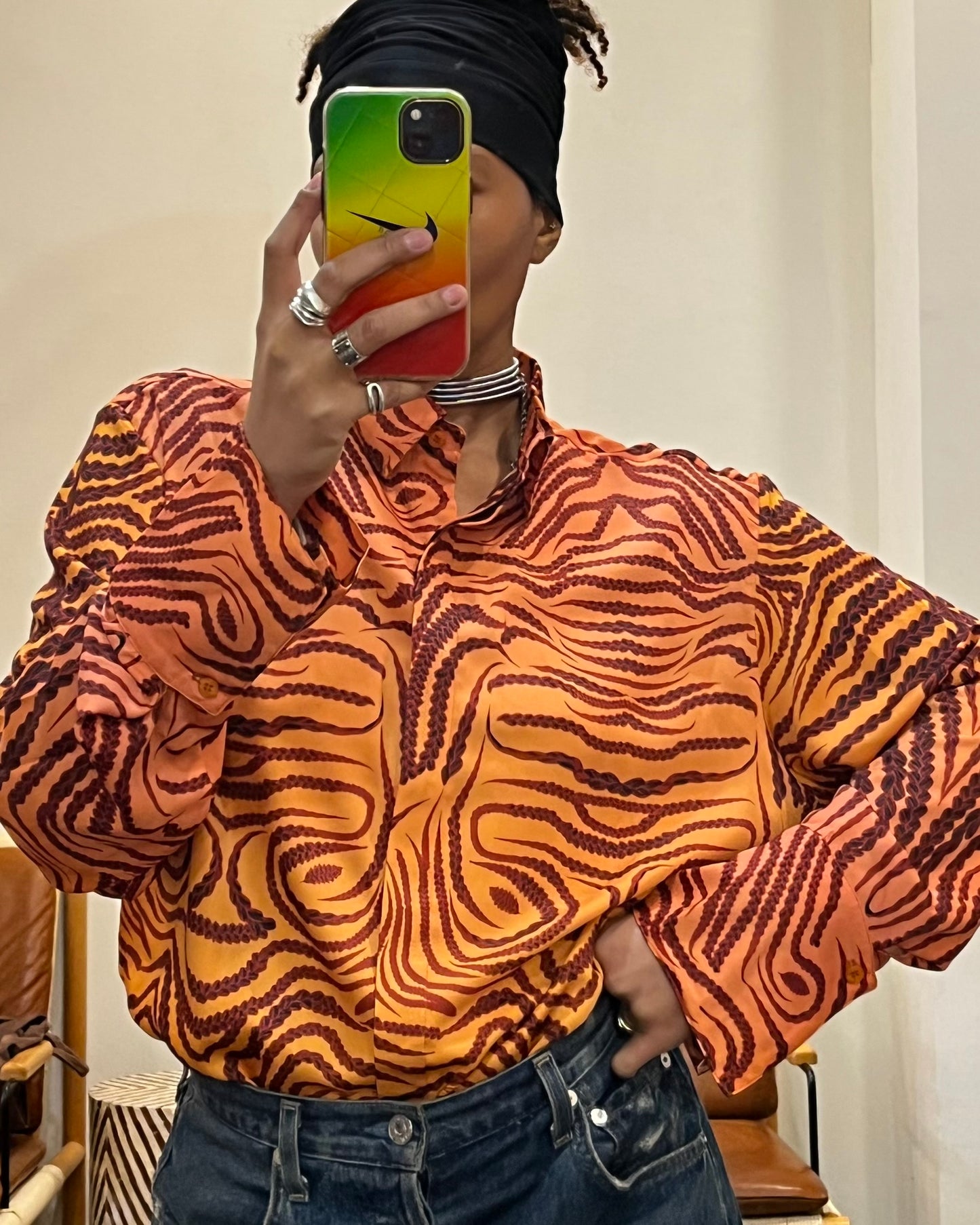 Gradient Ritual French Cuff Blouse