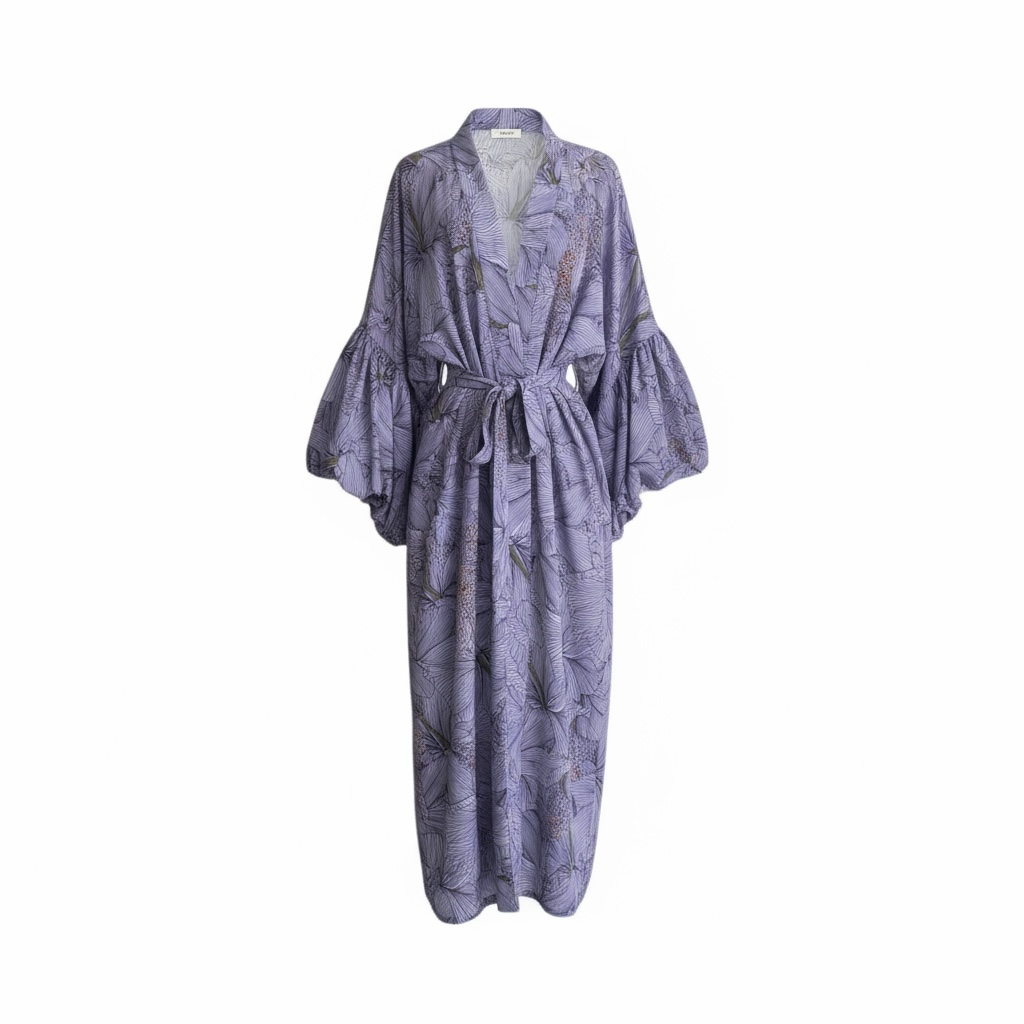Hibiscus Sheer Wilted Sleeve Robe