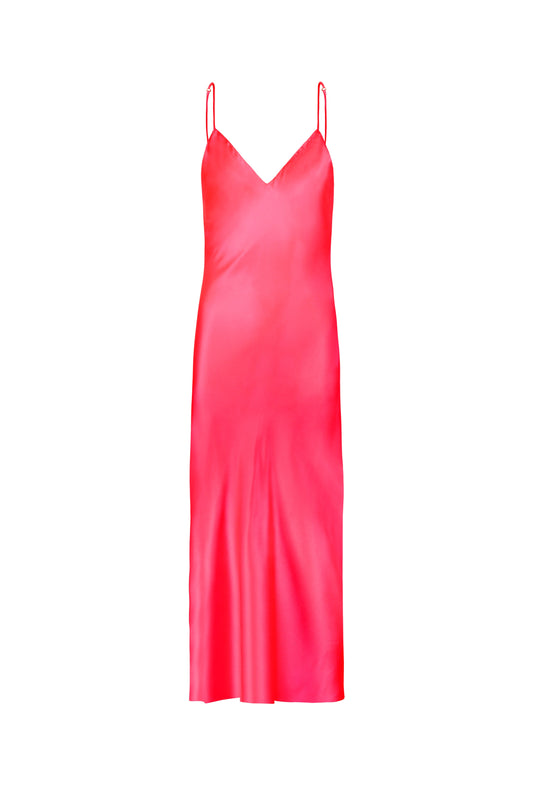 Flamingo Pink Silk Slip Dress