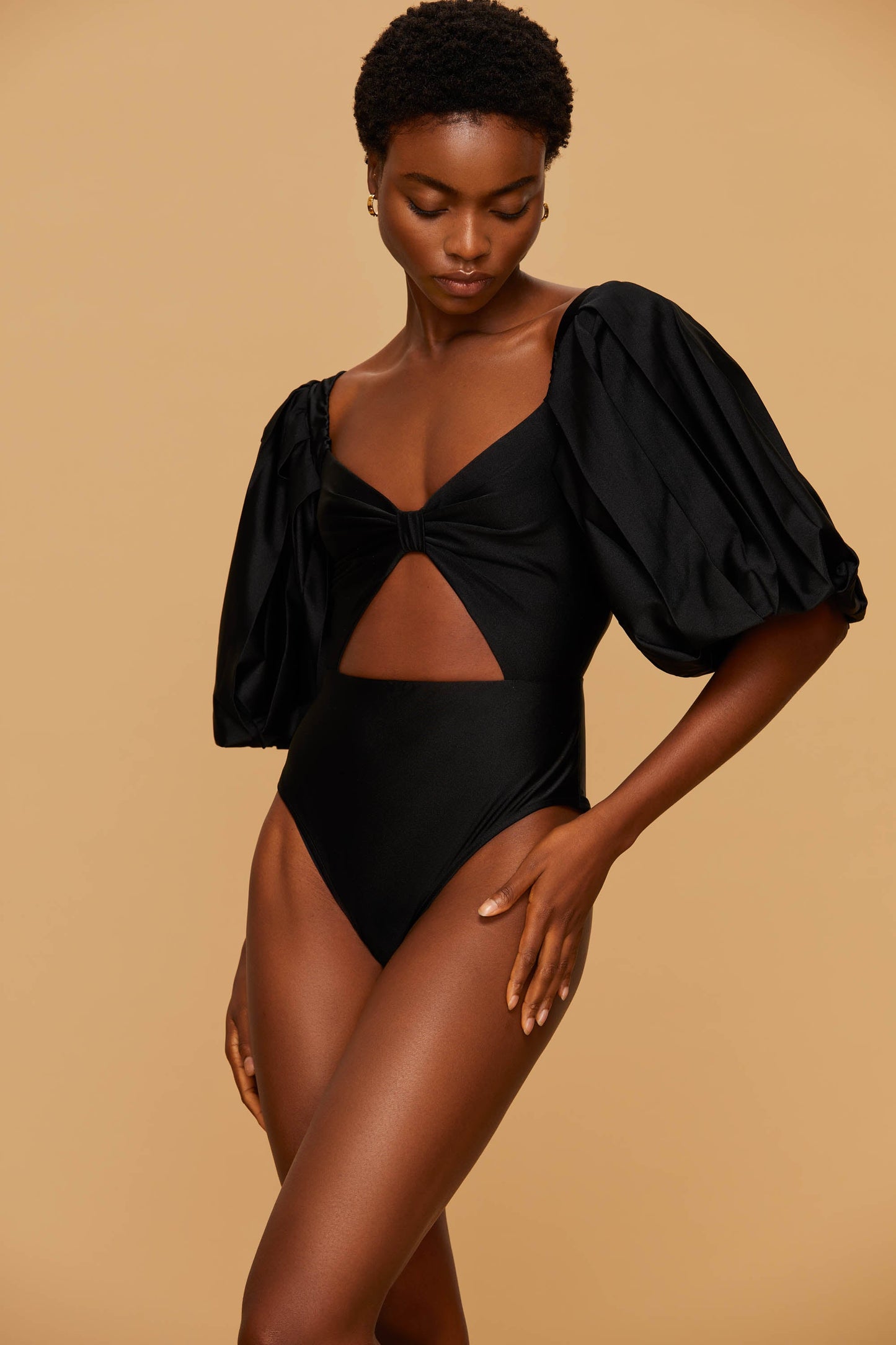 Midnight Puff Sleeve Bodysuit