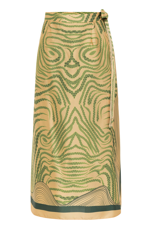 Scarf Skirt Green Ritual Print