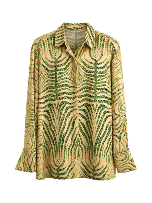 Green Ritual French Cuff Blouse